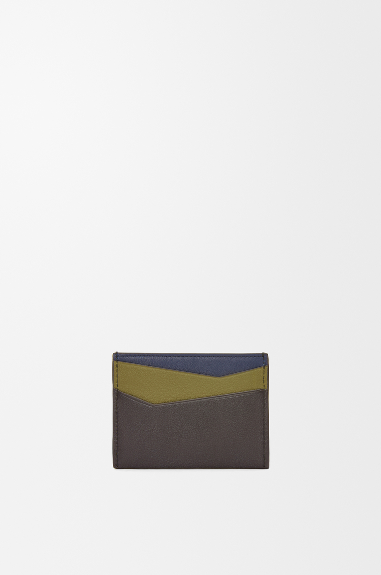 LOEWE Portacarte Puzzle semplice in pelle di vitello classica Oliva/Marrone Scuro
