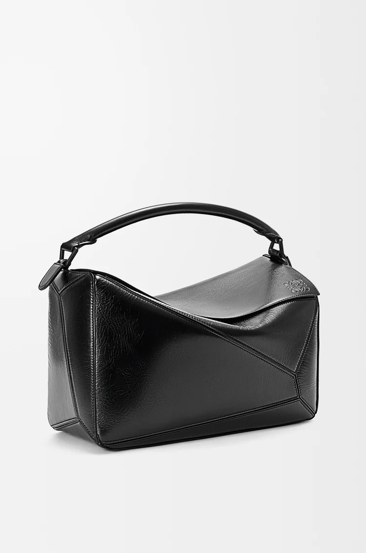 LOEWE Large Puzzle bag in paper calf Black