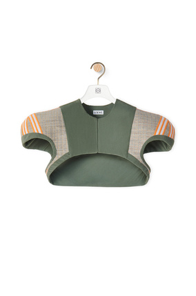 LOEWE Top en algodón, lana y seda con charretera Natural/Verde Kaki plp_rd