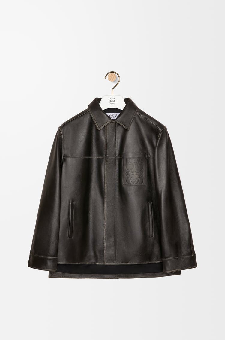 LOEWE 纳帕牛皮革拉链外套衬衫 黑色