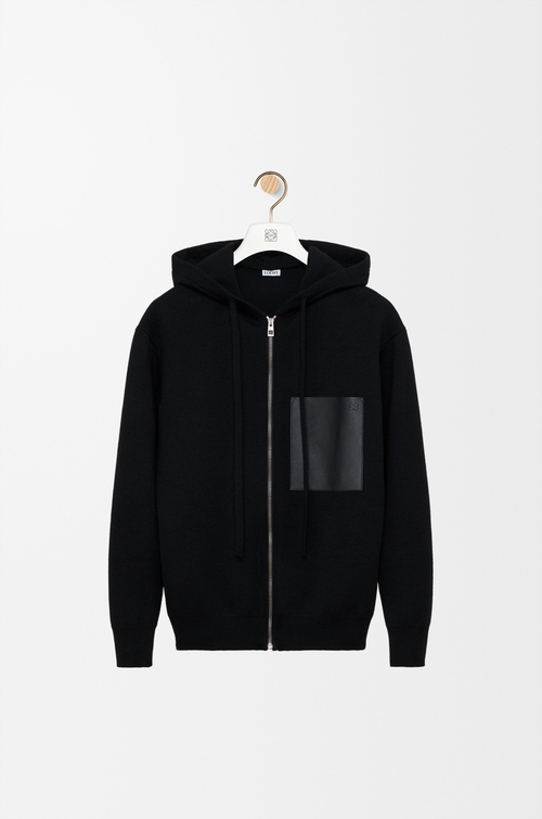 LOEWE Sweatshirt à capuche zippé en laine Noir