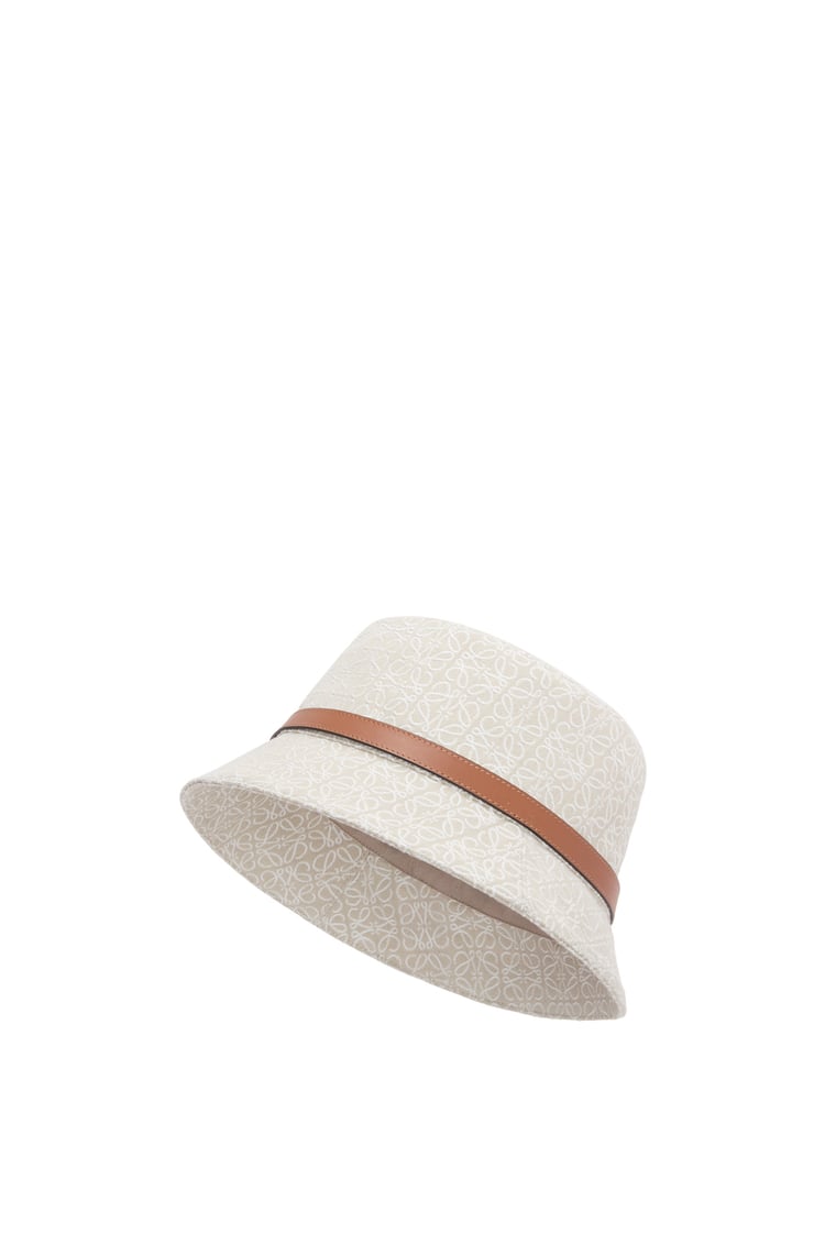 LOEWE Bucket hat in Anagram jacquard and calfskin Ecru/Soft White