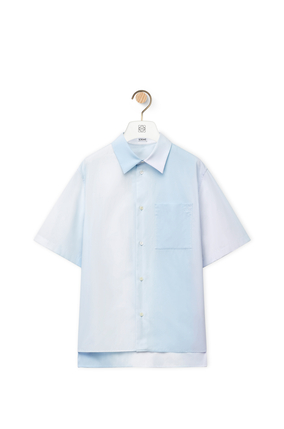 LOEWE Camisa de manga corta en algodón a rayas Azul Suave/Blanco Suave