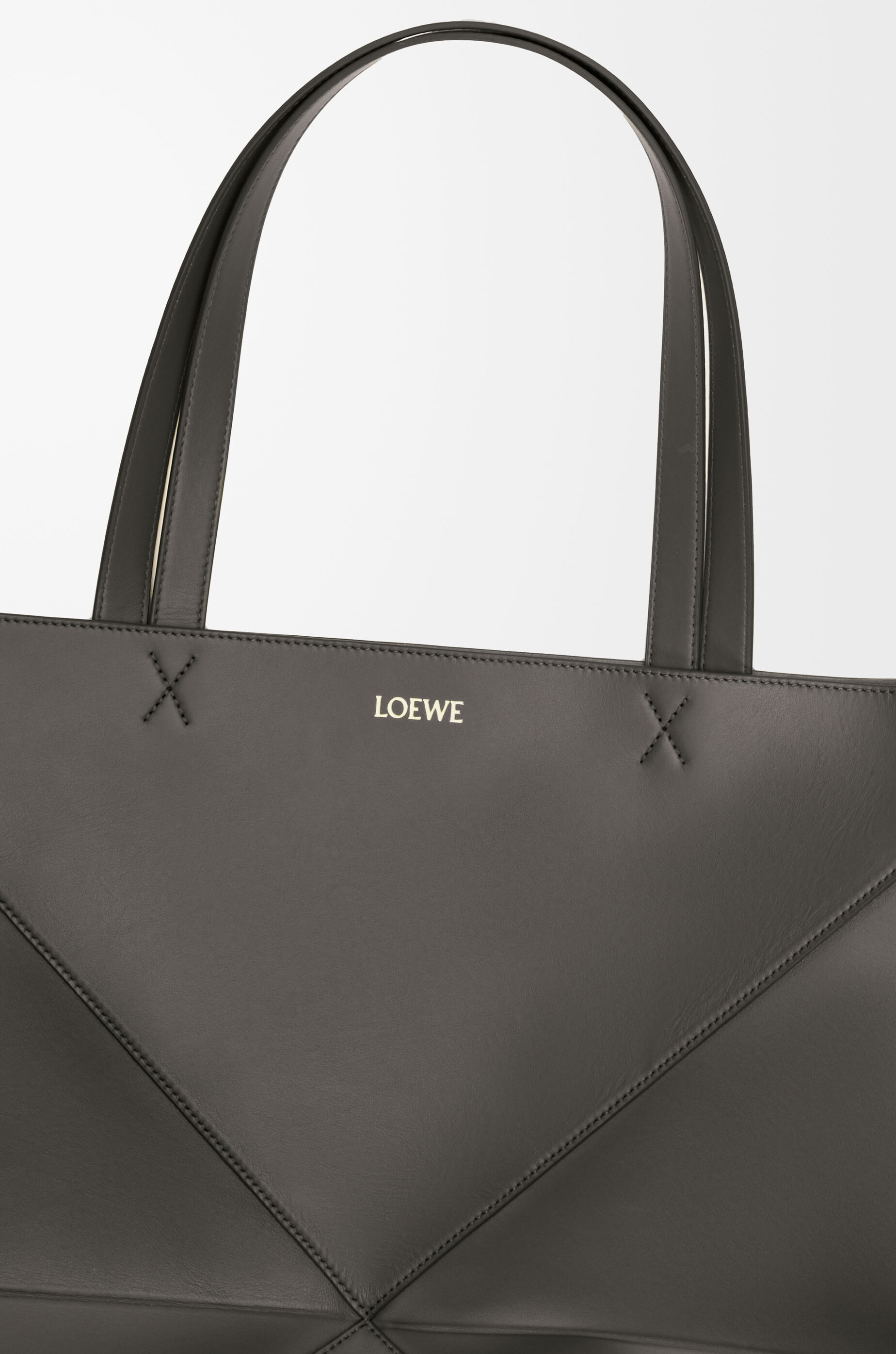 XL Puzzle Fold tote in shiny calfskin Grey - LOEWE USA Official