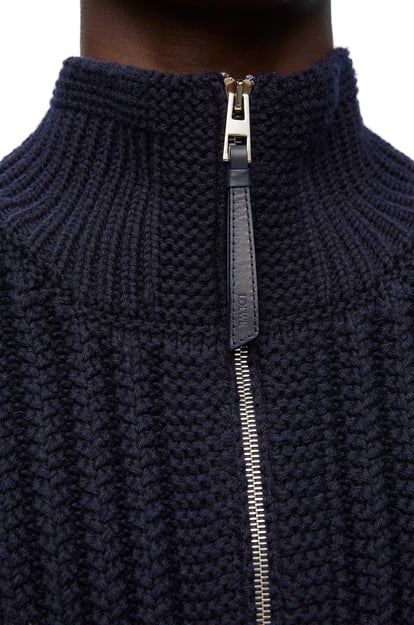 LOEWE Zip-up cardigan in wool Navy Blue plp_rd