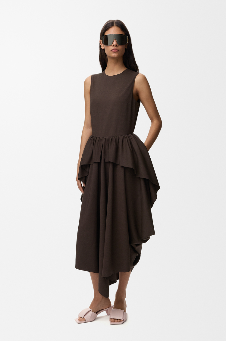 LOEWE Vestido en mezcla de viscosa y lana Marrón