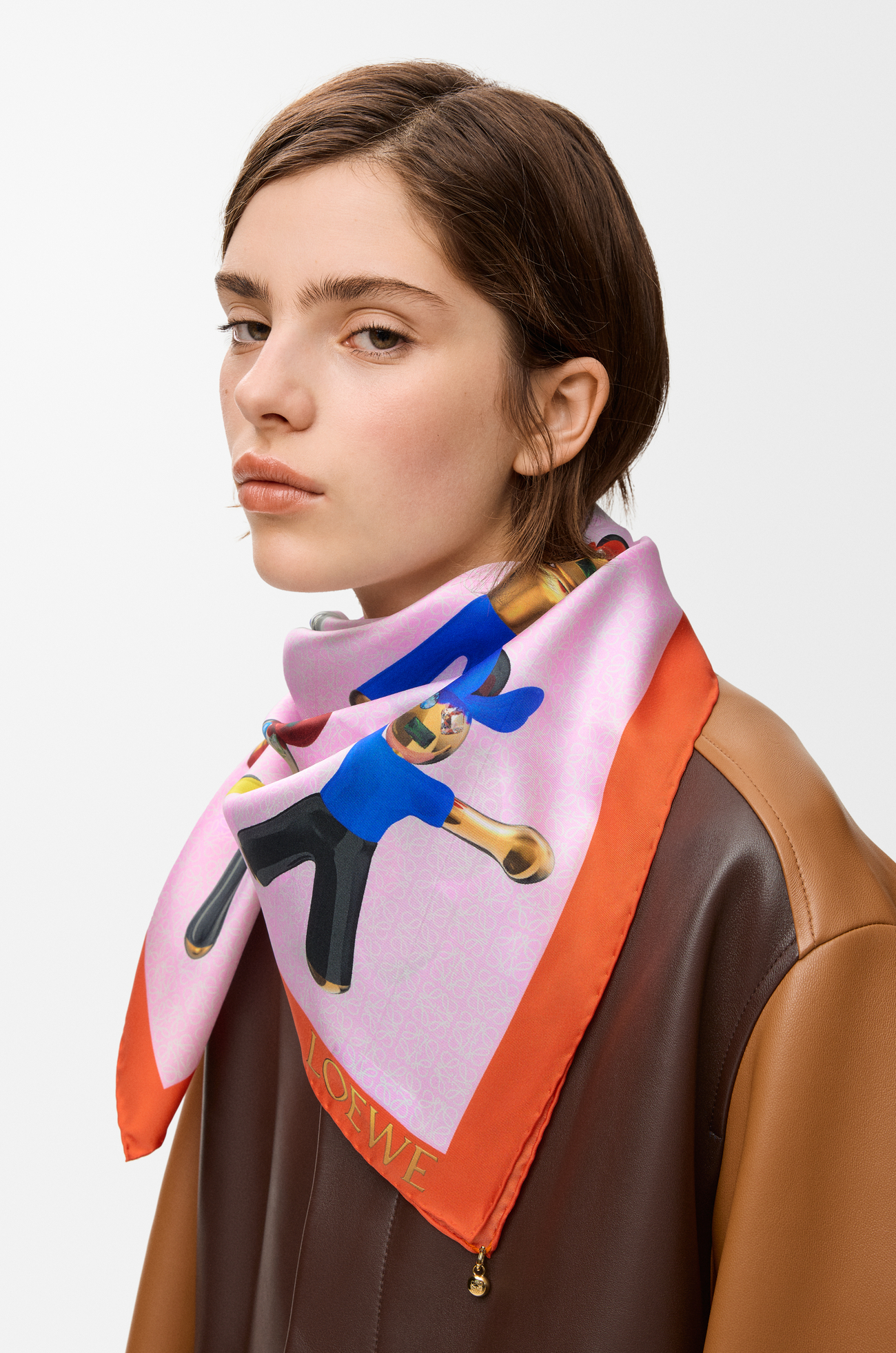 LOEWE Scarf in silk Pink/Multicolor