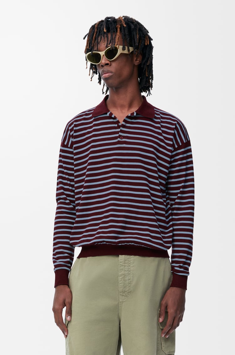 LOEWE Polo sweater in cotton Burgundy/Light Blue