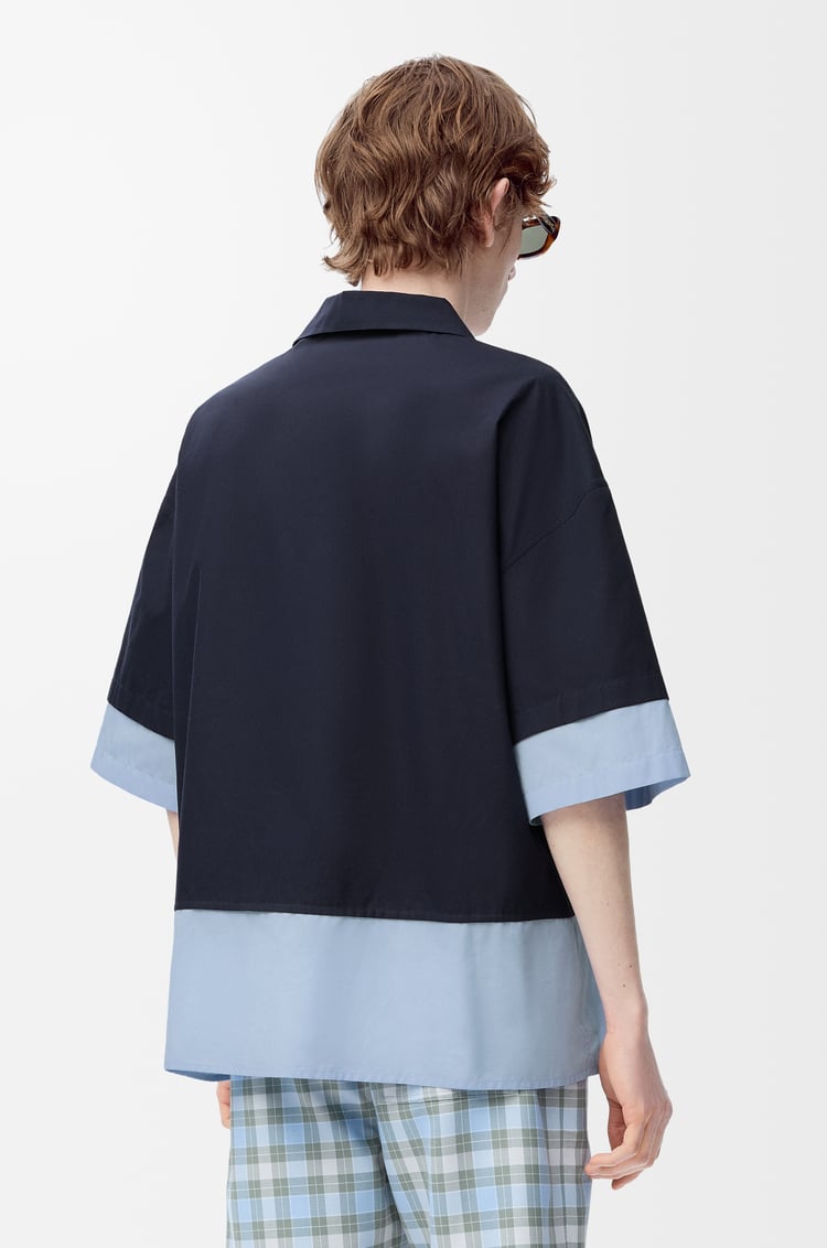 LOEWE Short sleeve shirt in cotton Dark Navy/Light Blue