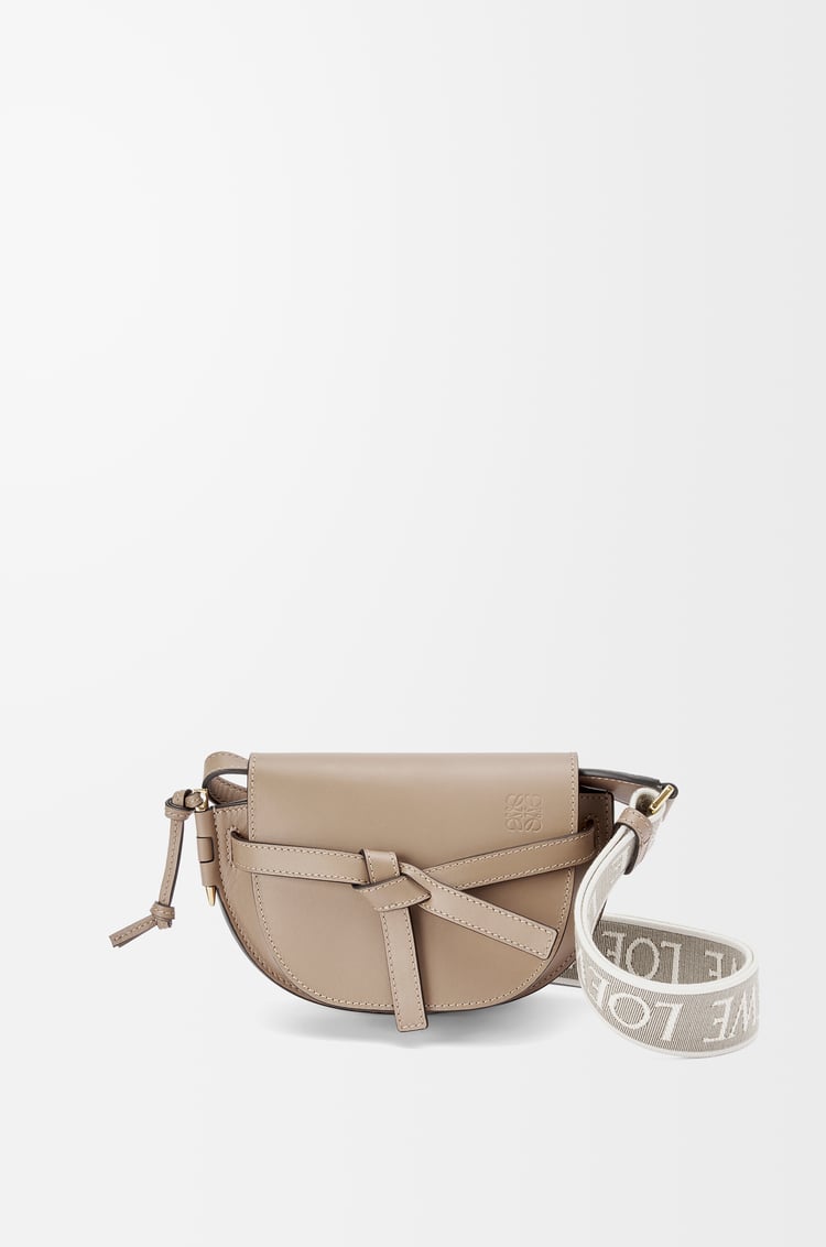 LOEWE Mini Gate Dual bag in soft calfskin and jacquard Sand