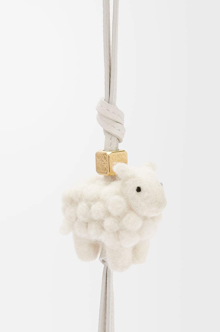 LOEWE Sheep charm in felt and calfskin Soft White