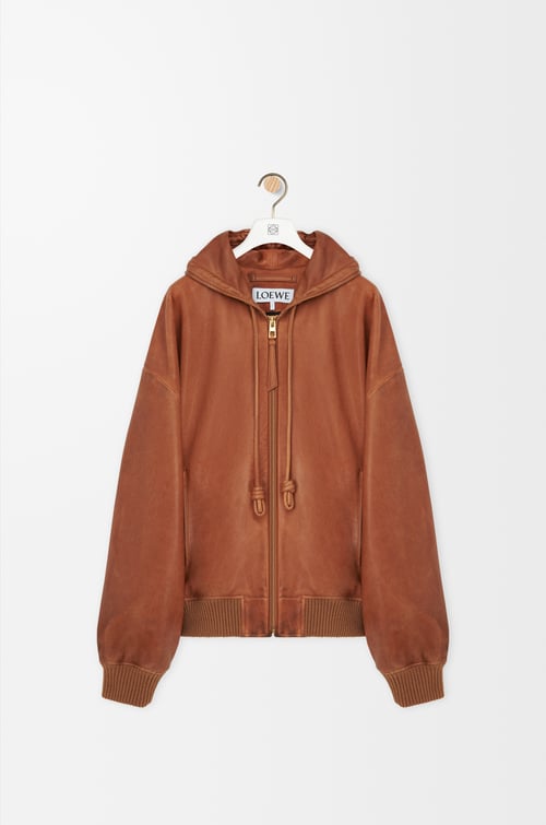 LOEWE Hooded jacket in nappa lambskin Tan