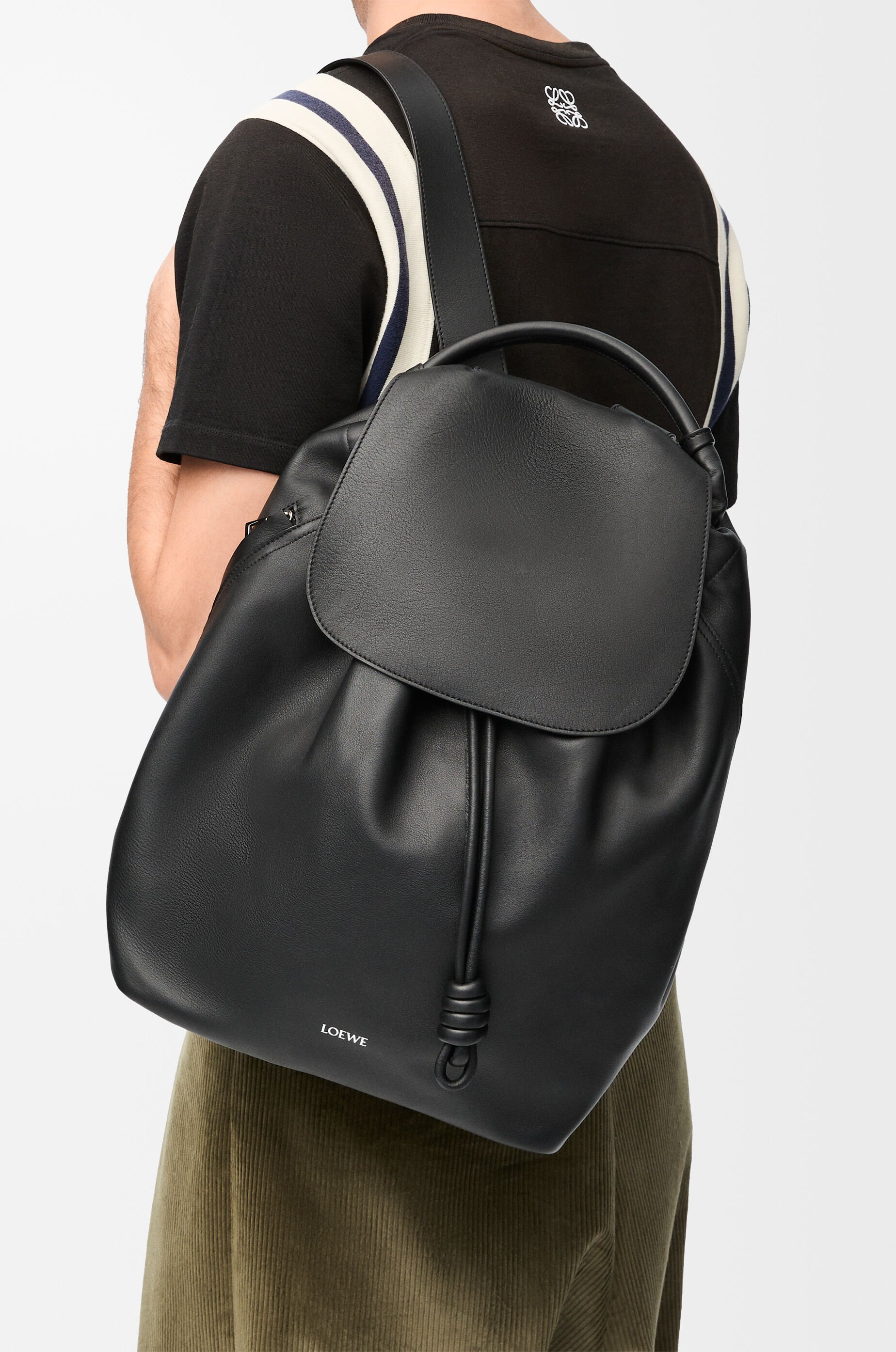 Flamenco satchel in shiny supple calfskin Black - LOEWE