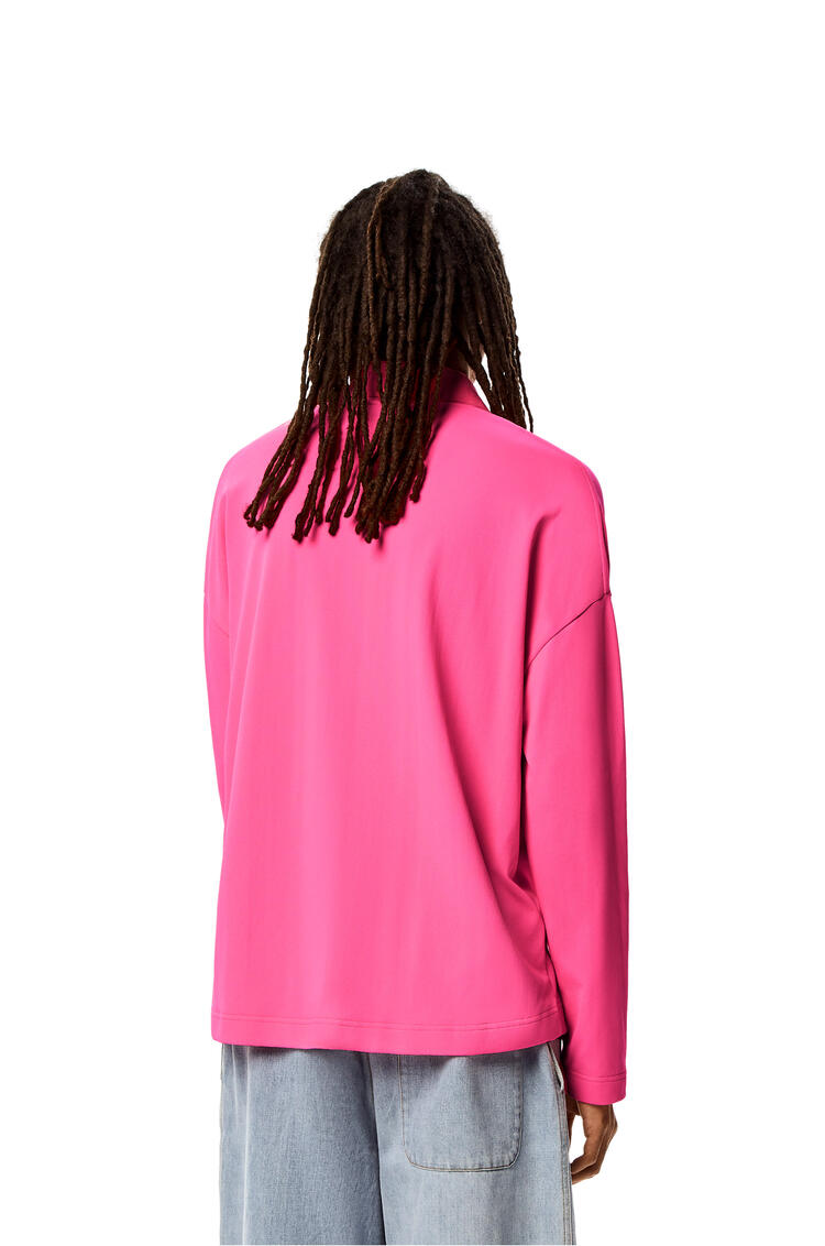 LOEWE Long sleeve polo top in polyamide Fluo Pink
