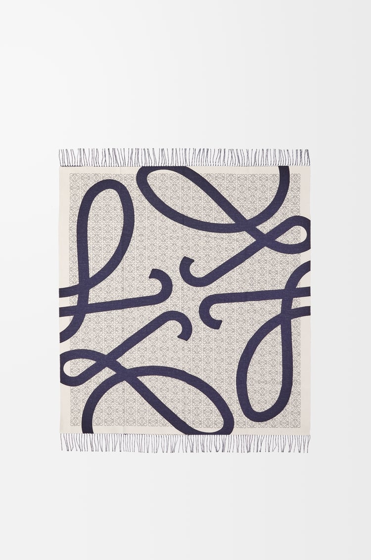 LOEWE Anagram blanket in wool Navy Blue