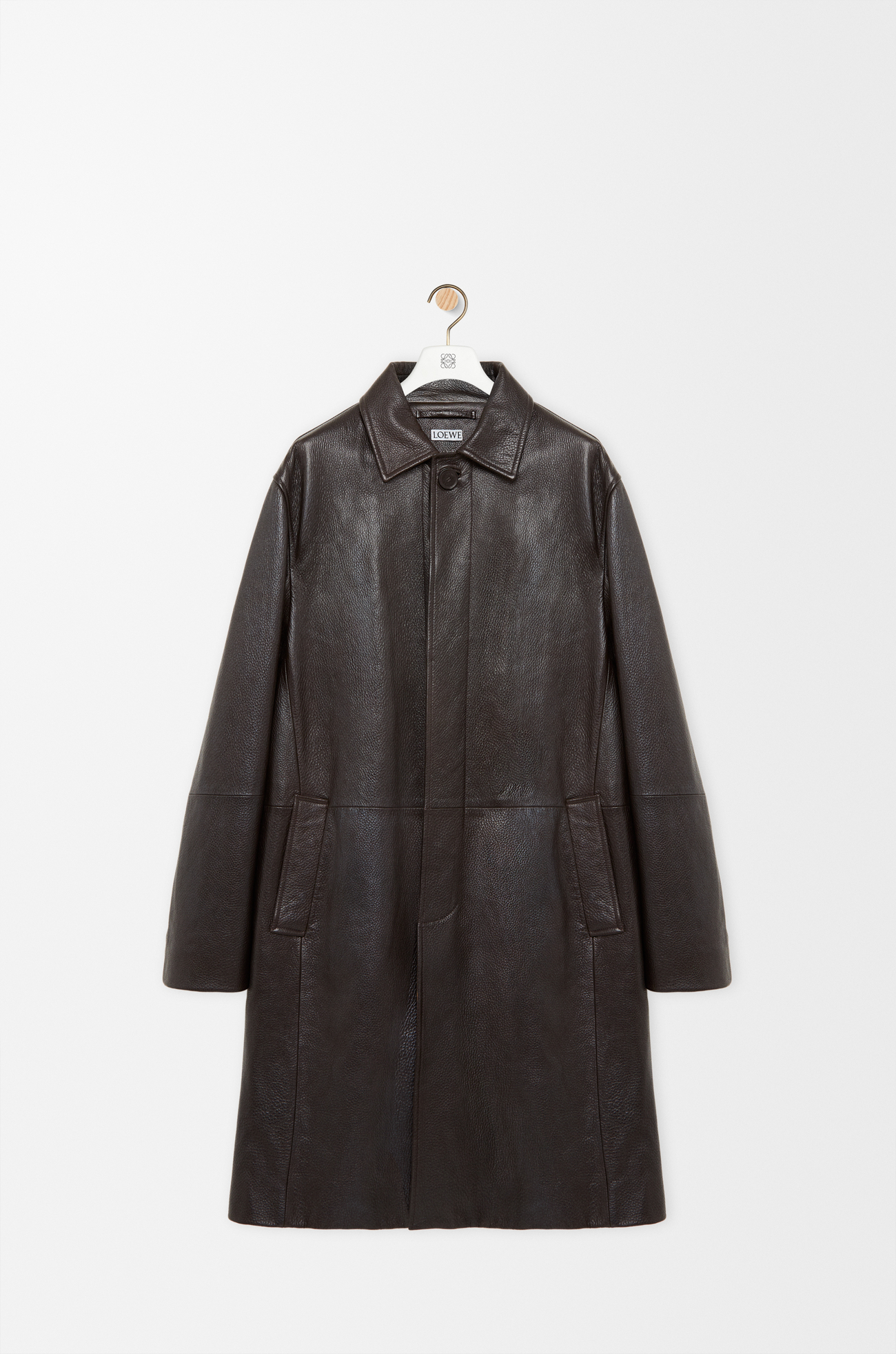 LOEWE 鹿皮革大衣 深棕色