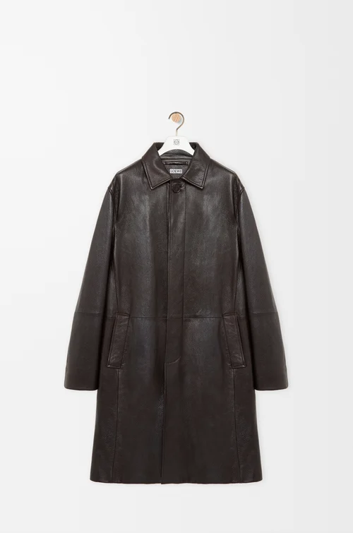 LOEWE 鹿皮革大衣 深棕色