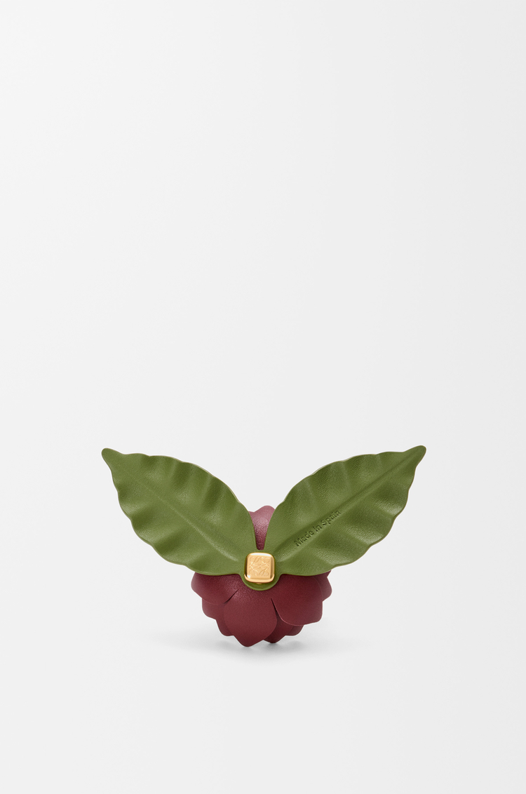 LOEWE Flower pin in classic calfskin Burgundy