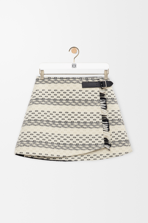 LOEWE Falda en jacquard de mezcla de lana Negro/Blanco