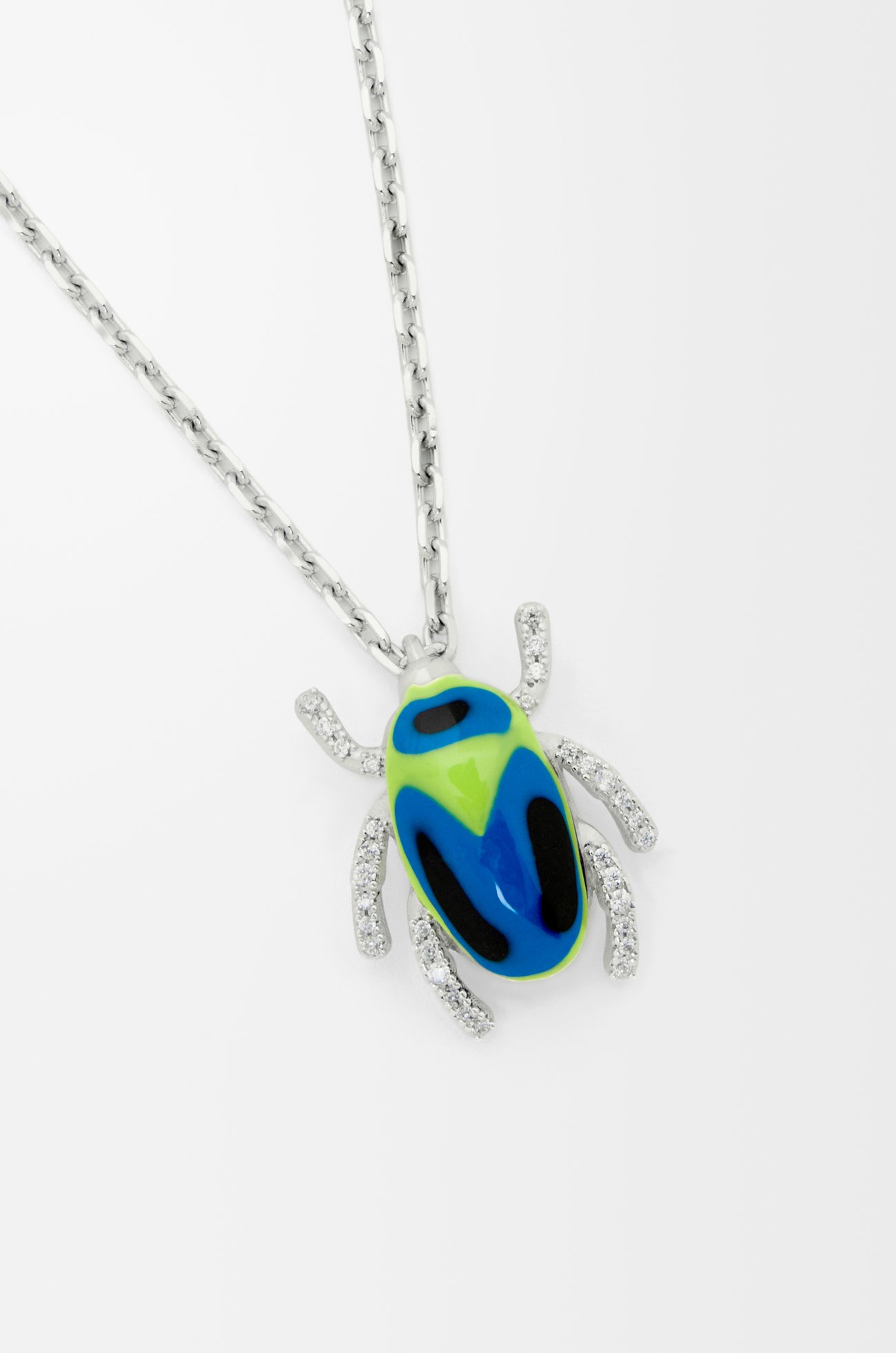 LOEWE Scarabeo necklace in sterling silver, enamel and crystal  Silver/Blue