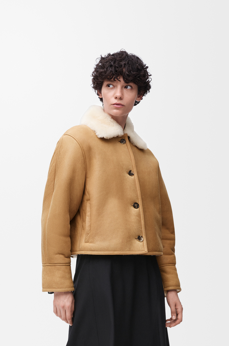 LOEWE 羊毛皮夾克 駝色