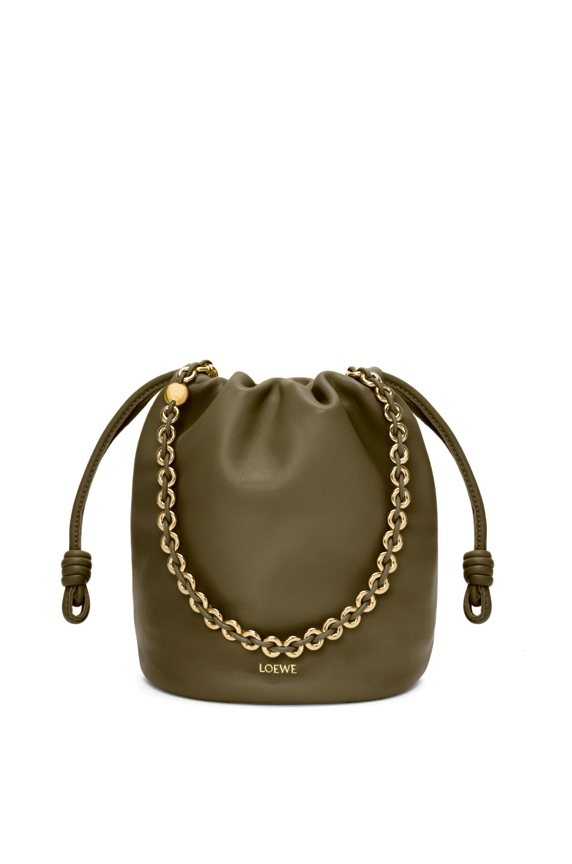 Flamenco purse bucket in mellow nappa lambskin Dark Khaki Green LOEWE