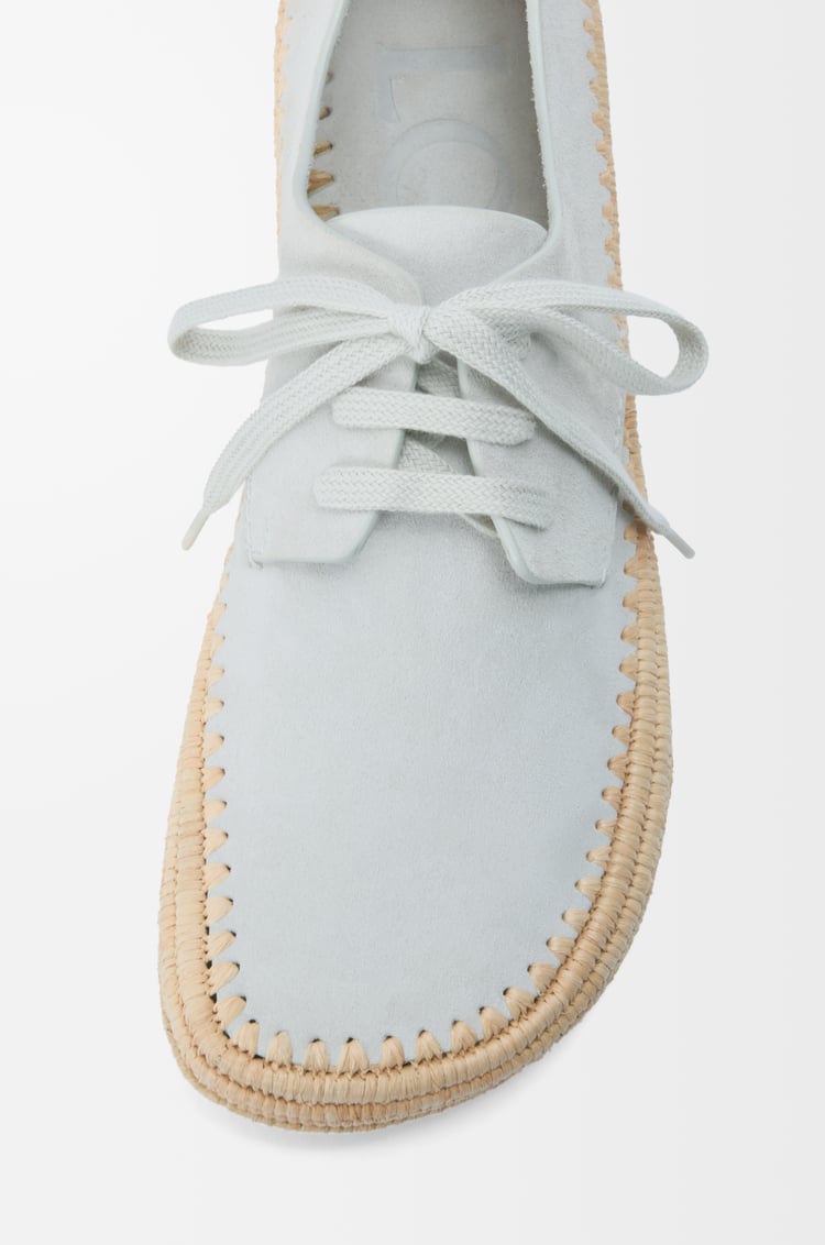 LOEWE Scarpe stringate Rio in pelle scamosciata e rafia Grigio Chiaro
