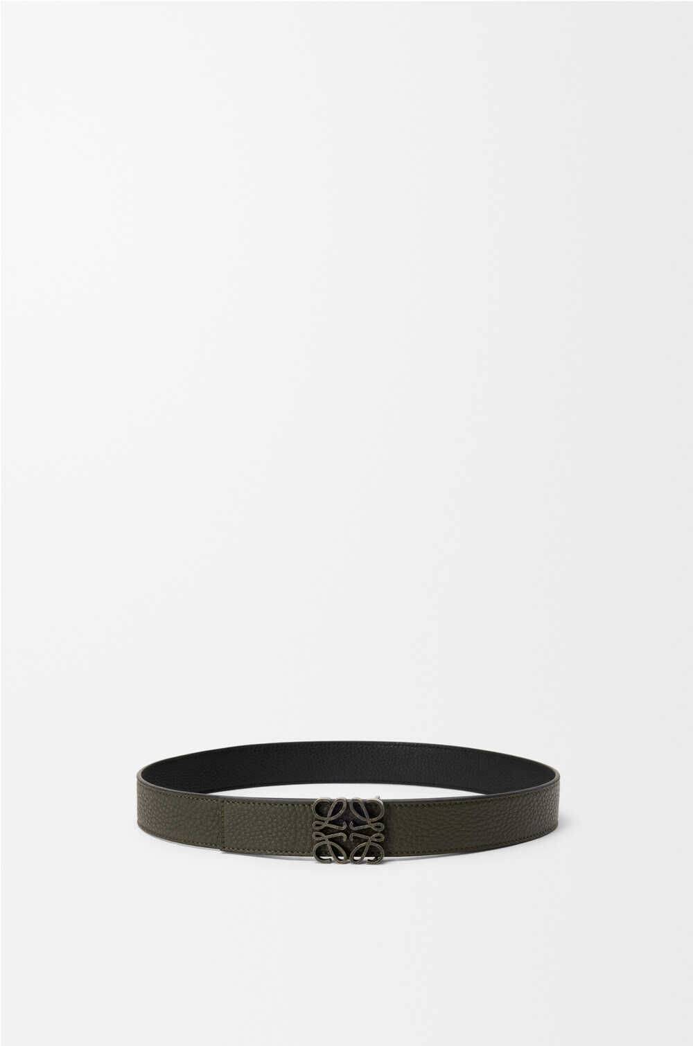 Reversible Anagram belt in supple grained calfskin Green  display picture 1