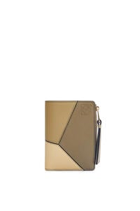 LOEWE Puzzle slim bifold wallet in classic calf Clay Green/Butter