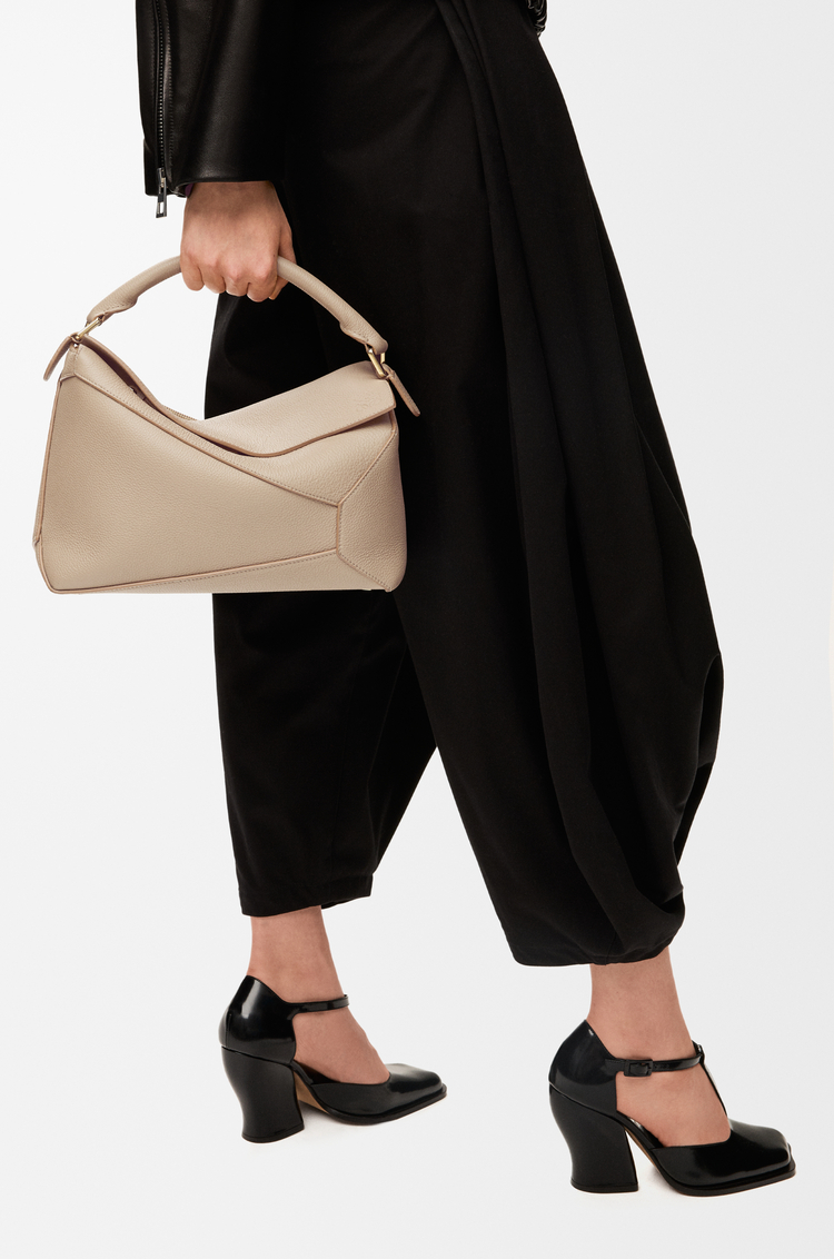 LOEWE Medium Puzzle Edge bag in soft grained calfskin Sand