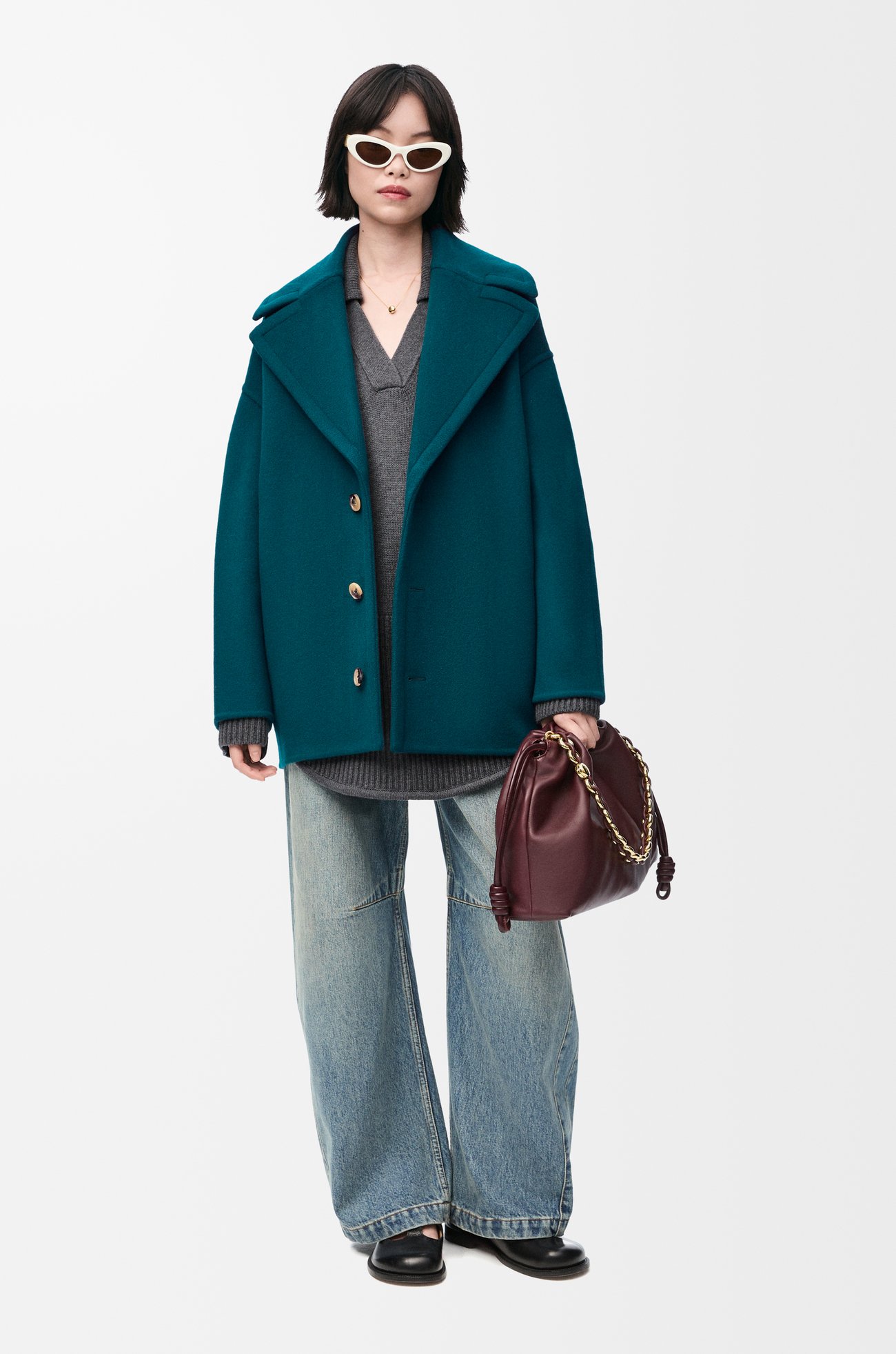 LOEWE 羊毛 Polo 毛衣 混合灰色
