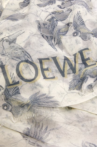 LOEWE Shawl in cashmere and silk 白色/灰色 plp_rd