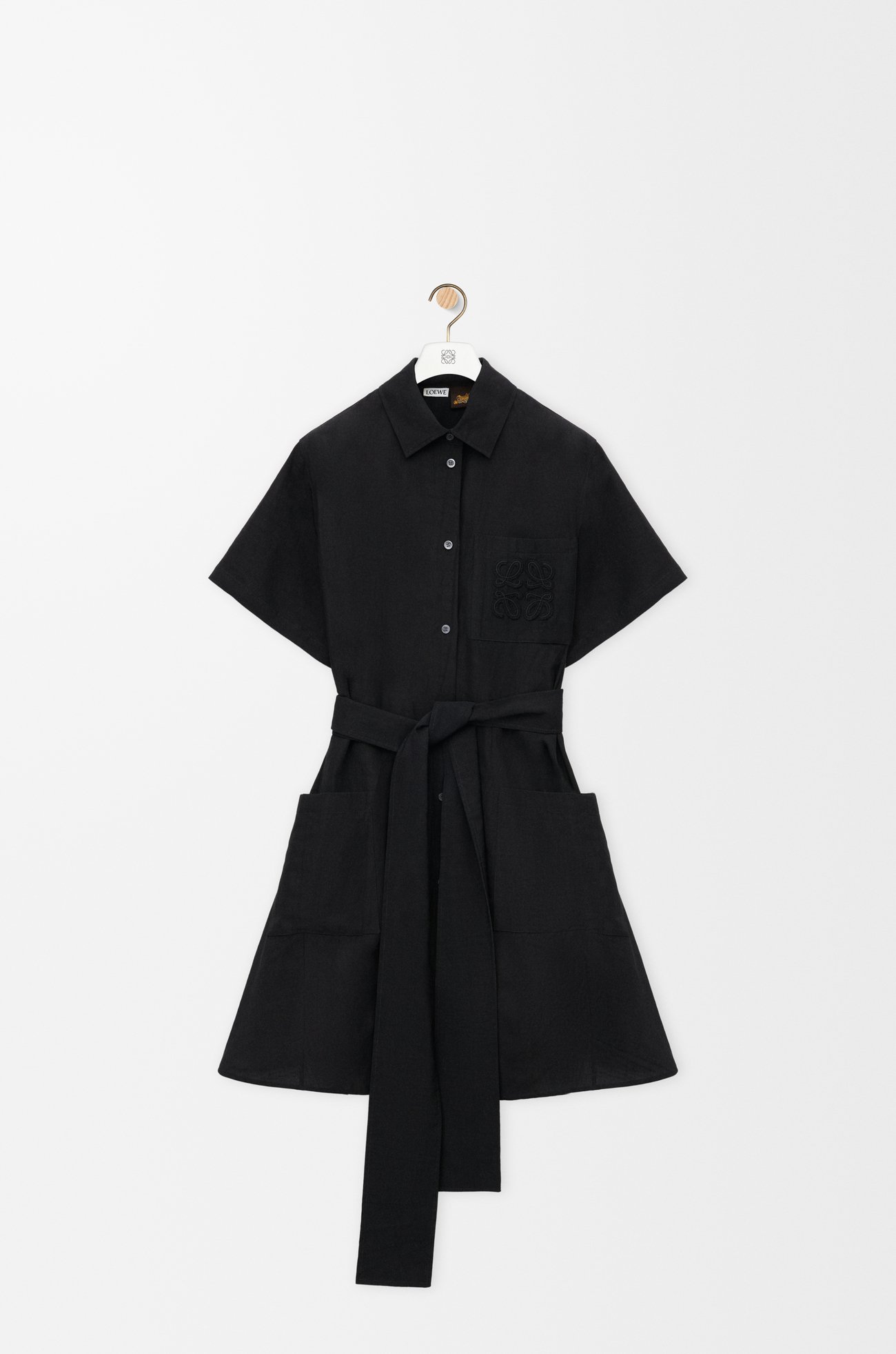 LOEWE Shirt dress in viscose and linen Black