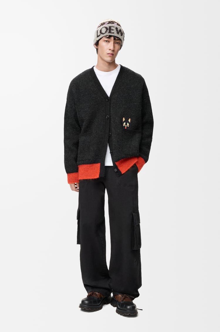 LOEWE Cardigan aus Mohairmischung Schwarz/Orange