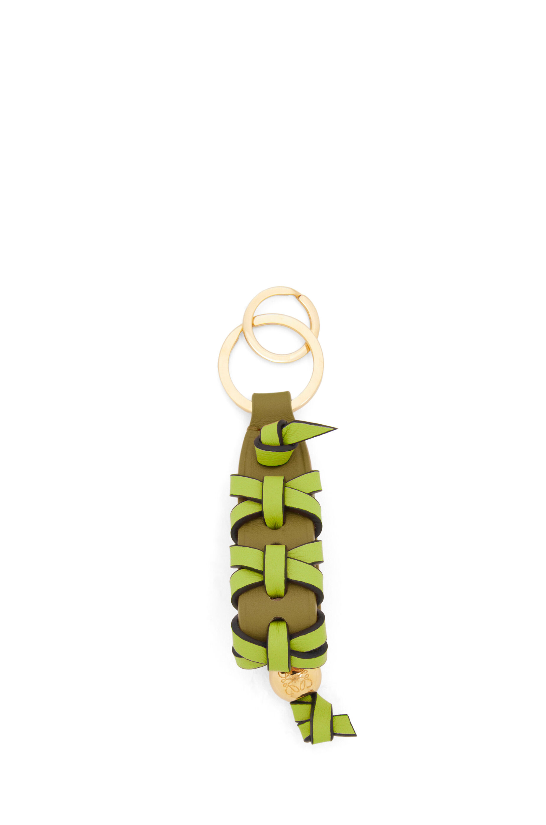 Cross braided keyring in classic calfskin Clay Green Spring Jade LOEWE