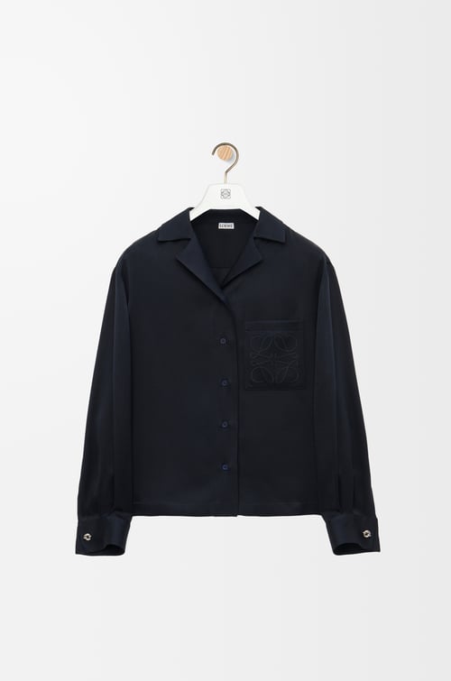 LOEWE Pyjama blouse in silk Midnight Blue