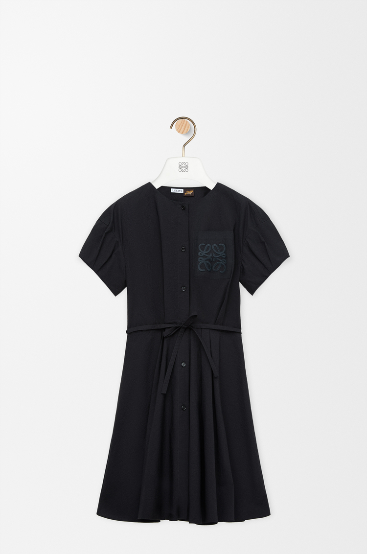 LOEWE Vestido camisero en mezcla de algodón Negro
