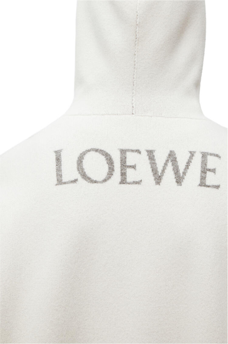 LOEWE Sudadera en lana con capucha y anagrama de punto Blanco Hielo