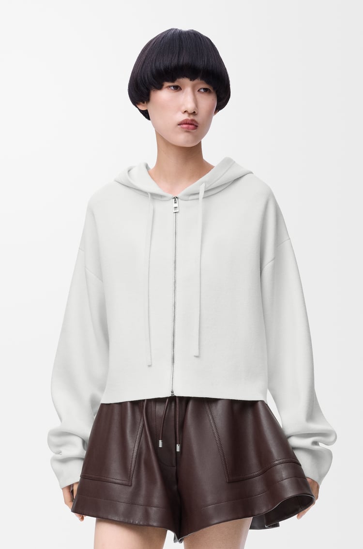LOEWE Anagram zip-up hoodie in wool White
