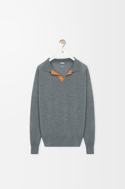 LOEWE Jersey polo en lana Gris