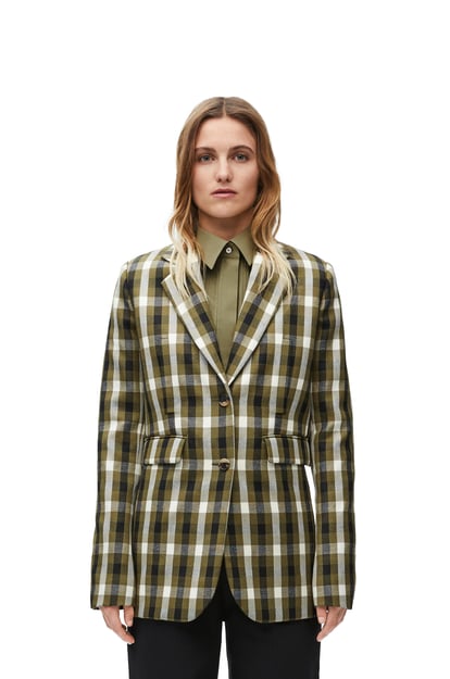 LOEWE Jacket in wool and linen Khaki Greeen/Black/White plp_rd