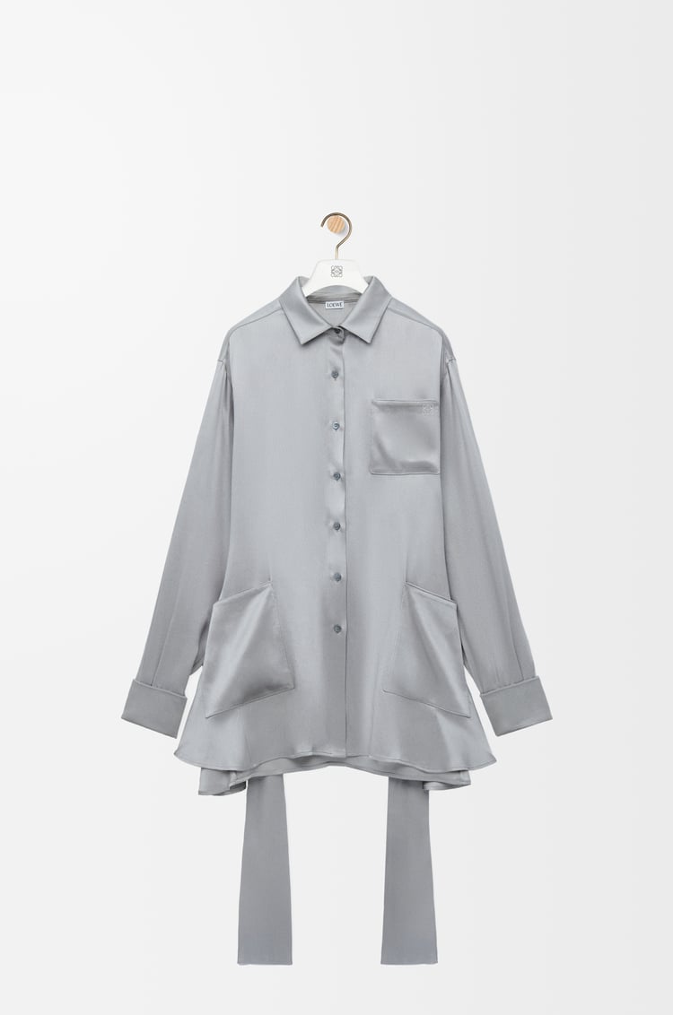 LOEWE Belted blouse in silk Mouse Grey