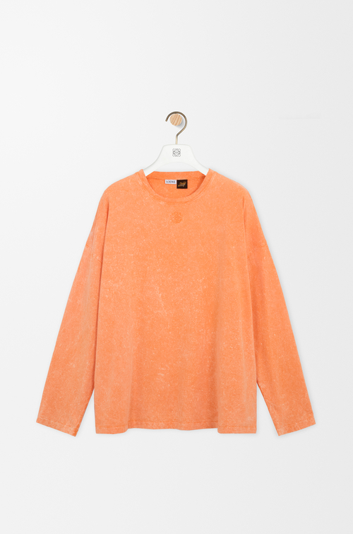 LOEWE 棉質長袖 T 恤 水洗橘色