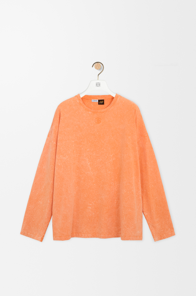 LOEWE 棉質長袖 T 恤 水洗橘色