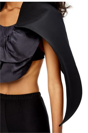 LOEWE Cape sleeve draped top in cotton and polyamide Black plp_rd