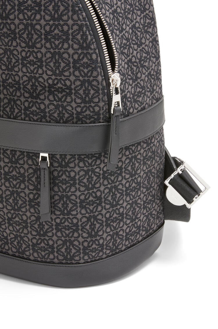LOEWE Round backpack in Anagram jacquard and calfskin Anthracite/Black