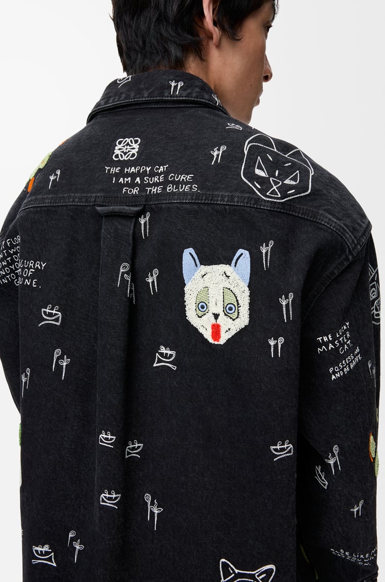 LOEWE Giacca-camicia in denim Nero/Multicolore