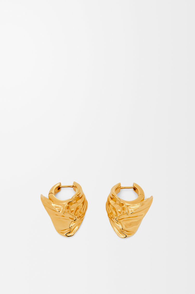 LOEWE Pendientes de aro Pleated Fan en plata de ley Dorado