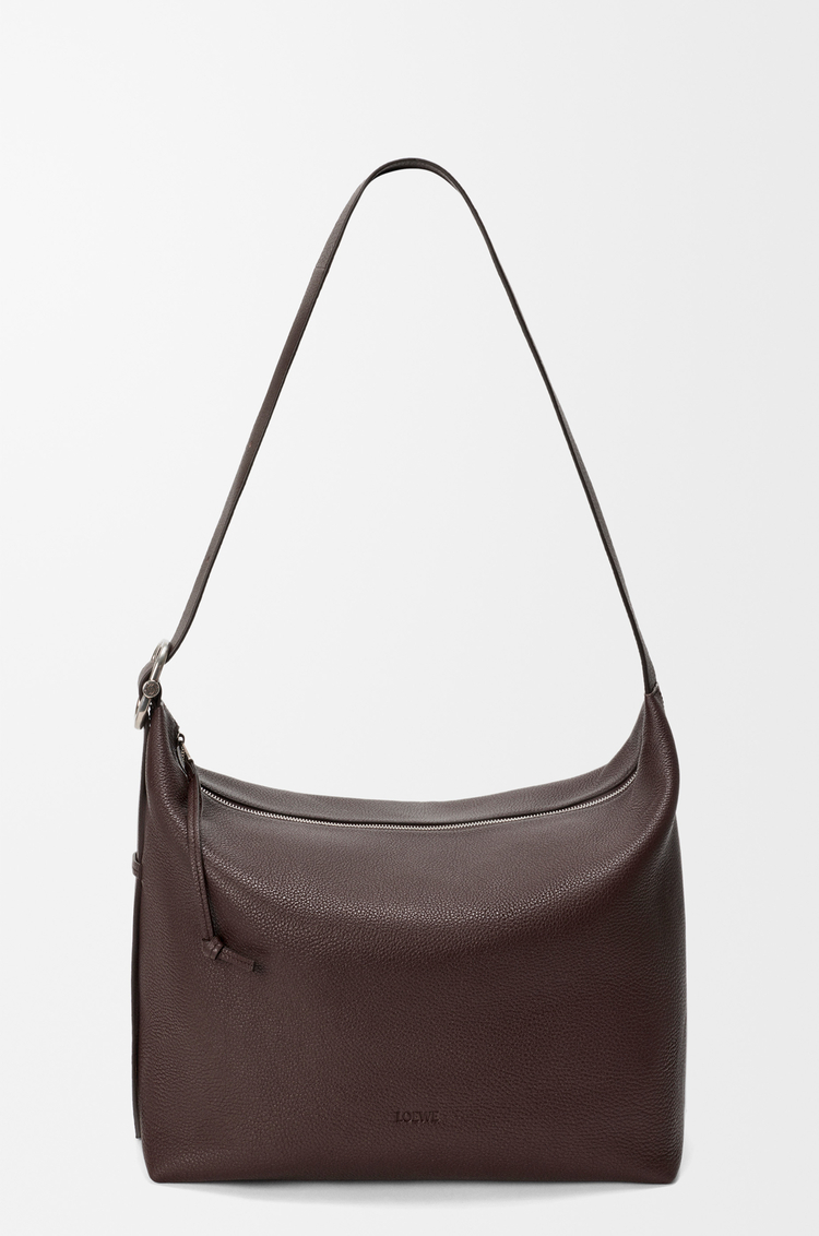 LOEWE 大号柔软粒面牛皮革 Loop Hobo 手袋 巧克力色