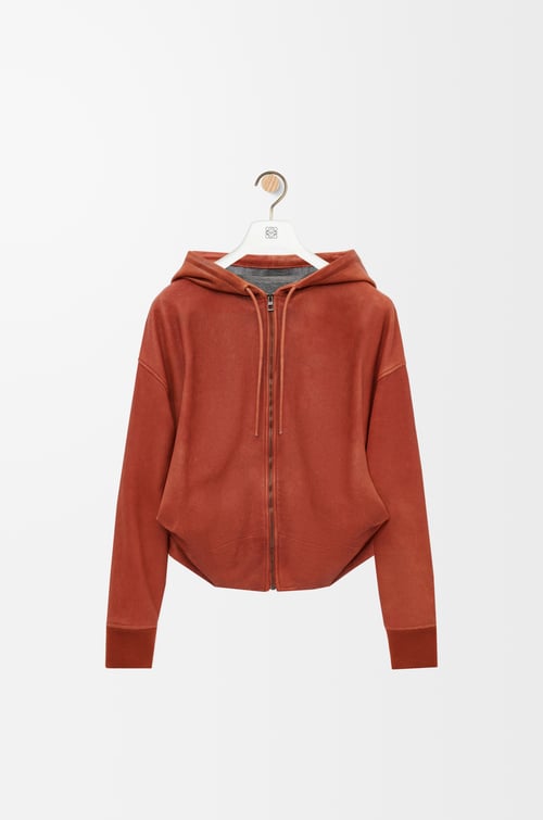 LOEWE Draped hoodie in nappa lambskin Orange